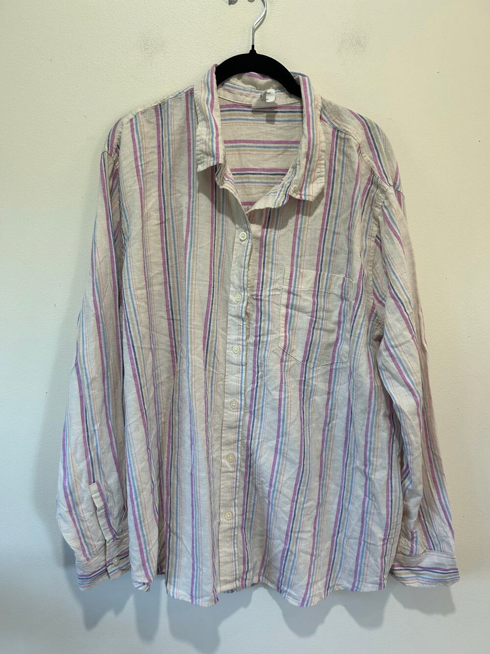 GAP linen cotton button down shirt womens XXL The Easy Shirt striped